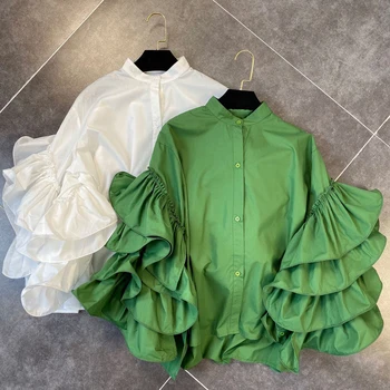 

HIGH STREET 2020 Newest Fashion Designer Blouse Women's Butterfly Sleeve Ruffles Blouse Top