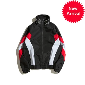 

Zipper Windbreaker Full Jackets Coat Mens Hip Hop Jacket Patchwork Geometric Vintage Track Jacket Streetwear Casual 2020 Autumn
