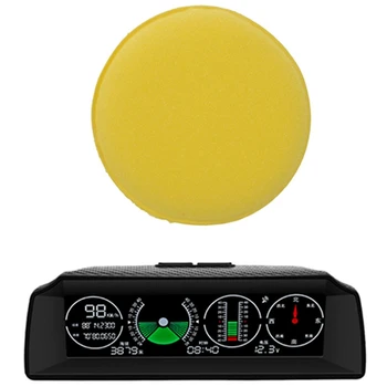 

5 Pcs Yellow Car Wax Polish Applicator Pad Large & 1 Set Gps Head Up Display Speed Slope Meter Inclinometer