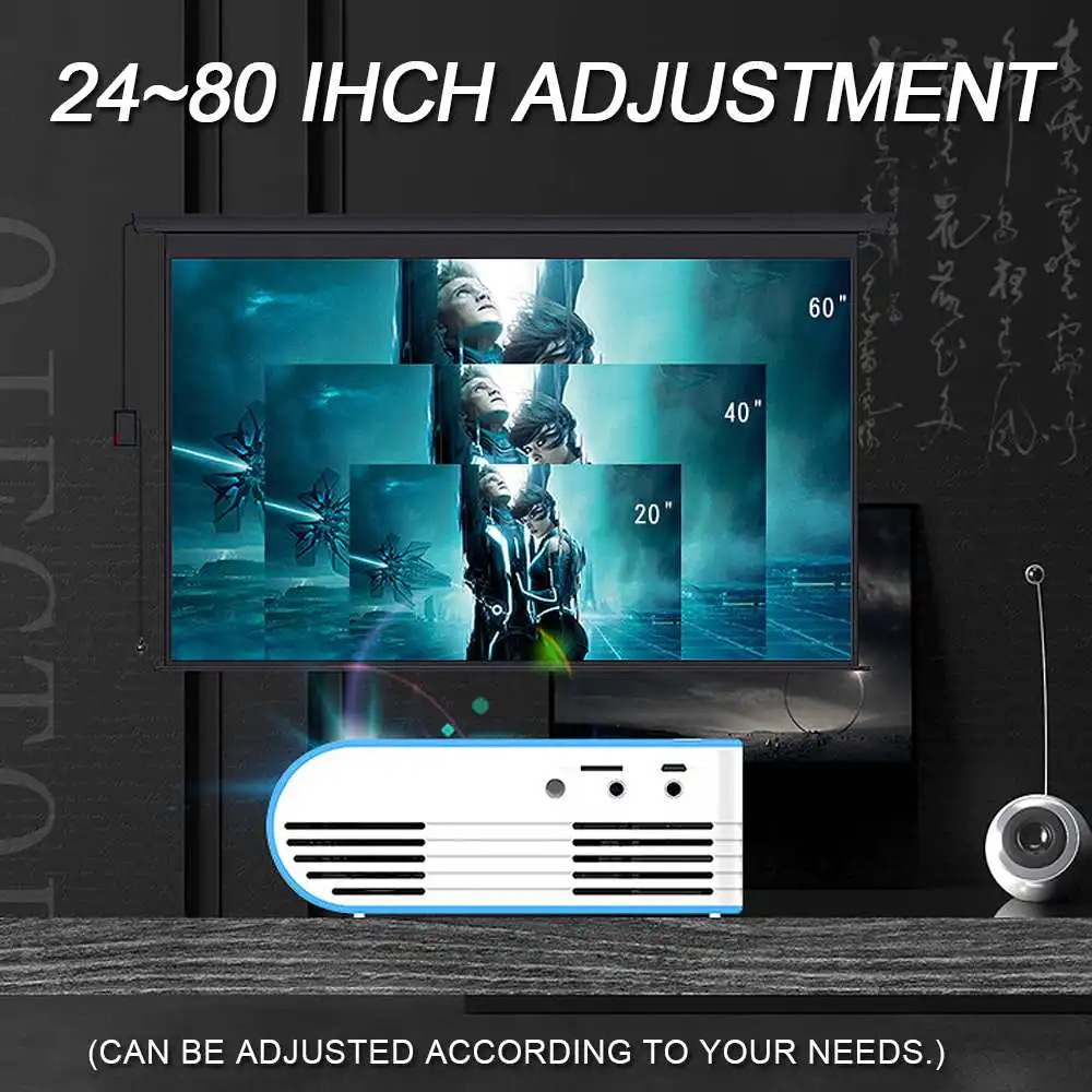 Портативный мини проектор Full HD 3D 7000 люмен TFT светодиодный ЖК для домашнего