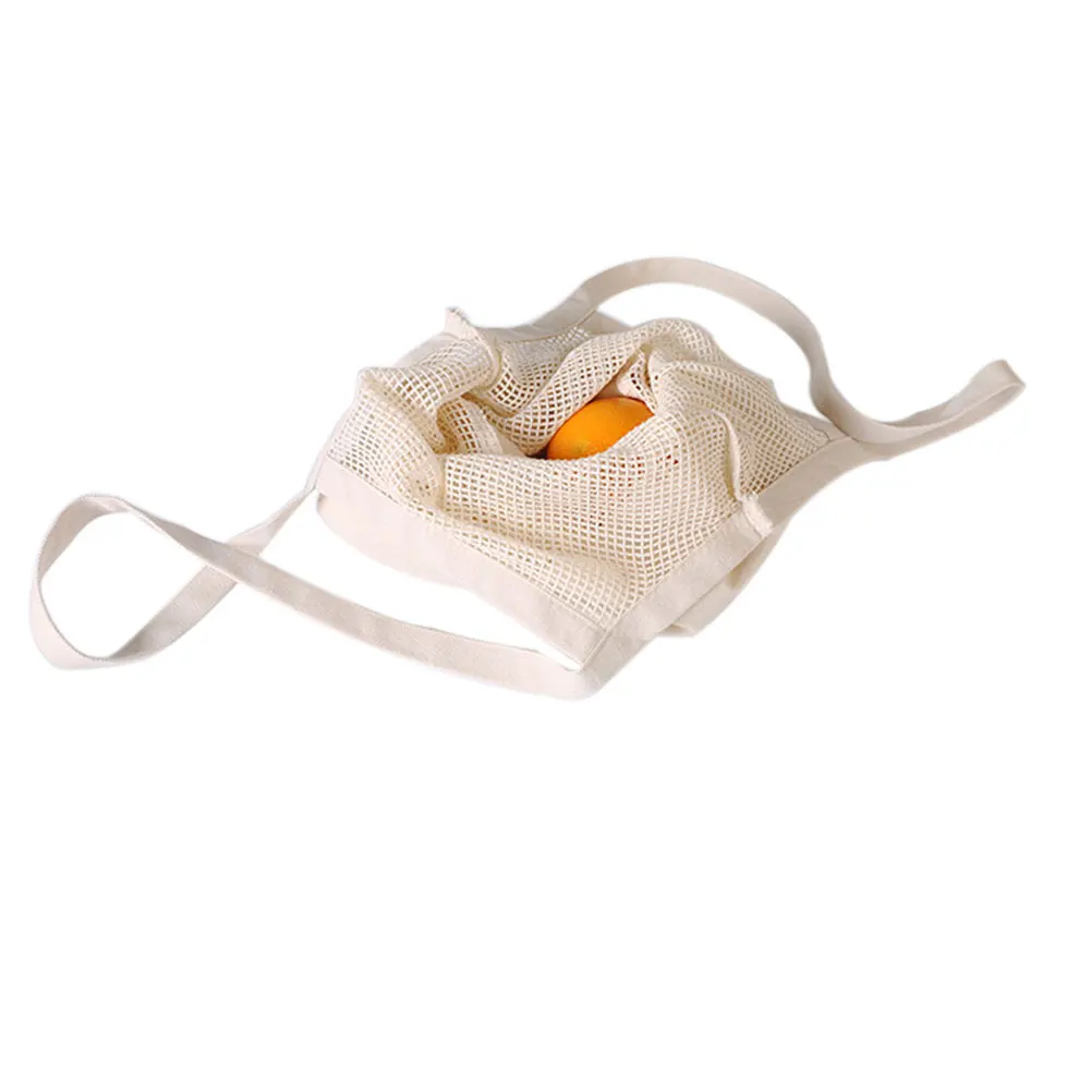 Eco-friendly Fruit Vegetable Solid Cotton Blend Reusable Washable Splice Shopping Bag Grocery Storage High Capacity Home Mesh