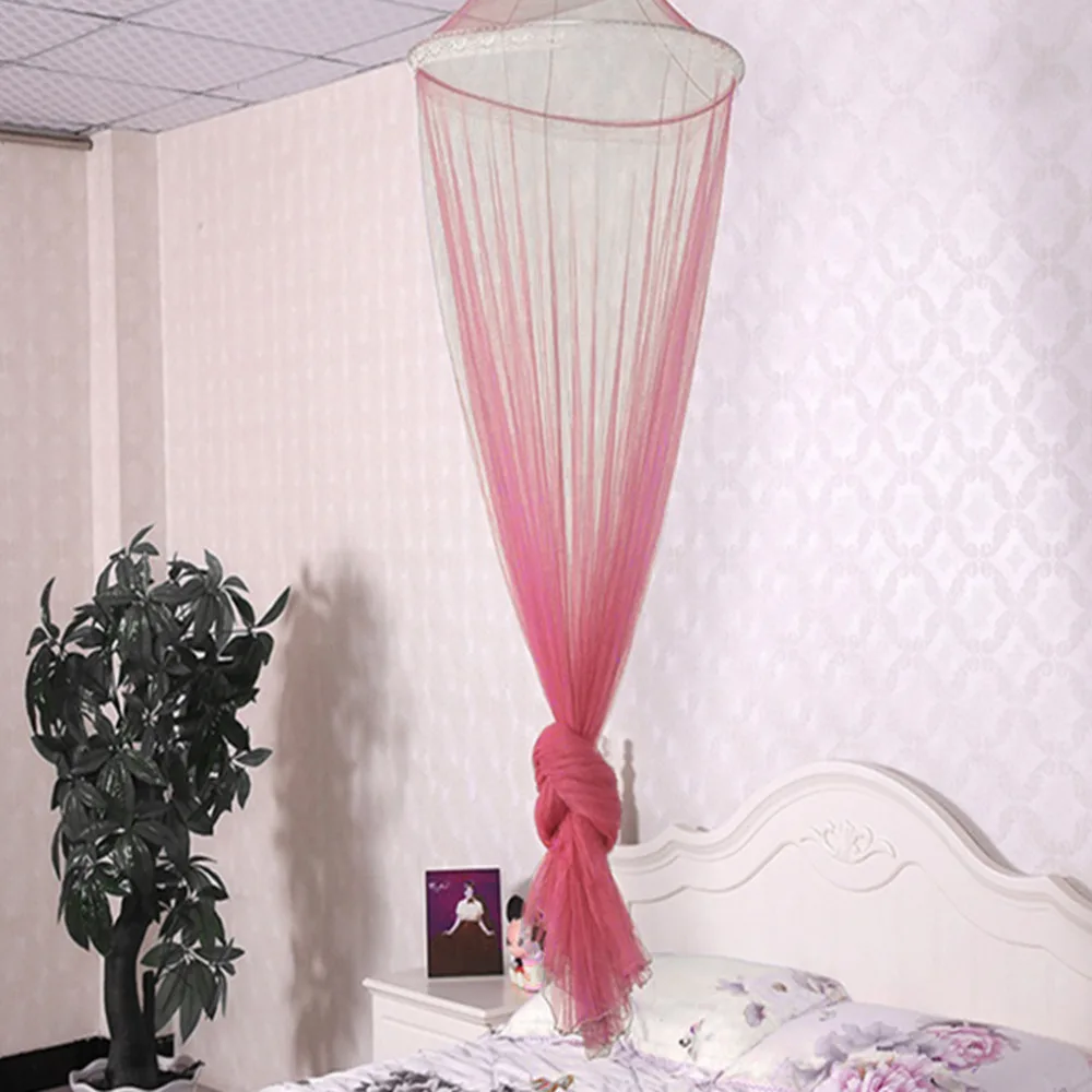 1pc Hot Elgant Hung Dome Mosquito Net For Double Bed Summer Polyester Mesh Fabric Home bedroom Baby Adults Hanging Decor