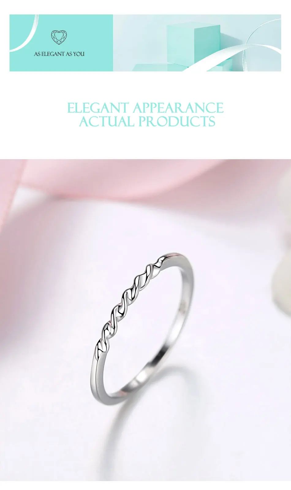 Подлинный eleshe, настоящее 925 пробы, серебряное кольцо, штабелируемое, волнистое, бесконечное кольцо на палец для женщин, свадебное, оригинальное ювелирное изделие