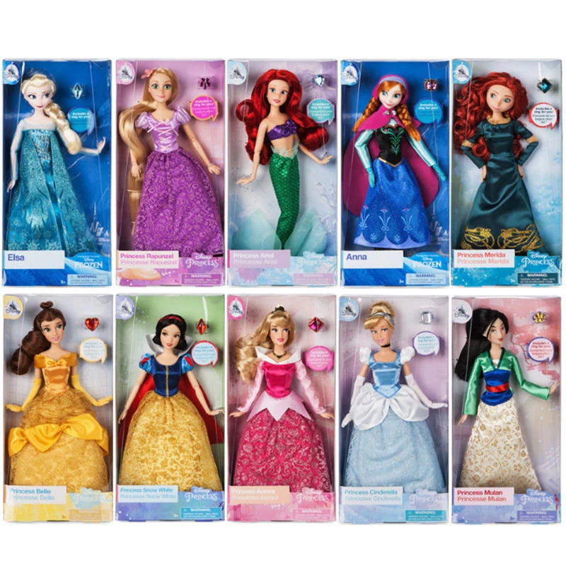 Disney Store muñecas originales de la princesa Rapunzel, Ariel, Elsa, Anna, Aurora, Cenicienta, Bella, juguetes para niños, de Navidad|Muñecas| - AliExpress