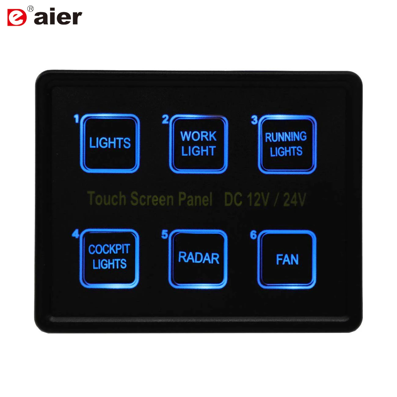 ELING 6 Gang Dual LED Light Switch Panel for Car Caravan Boat Car RV Yacht 12V/24V Universal Type Pre-Wired red 