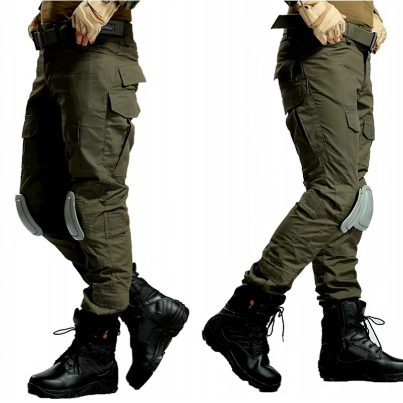 Men Gen2 Combat Pants Tactical Pants With Knee Pads Cargo Pants Green Camo Battlefield Training Airsoft Hunting Trousers