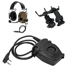 Casque de tir tactique, protection auditive électronique, 2 broches PELTOR PTT + ARC, adaptateur de piste de casque (CB)