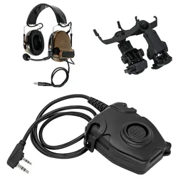 Tiro tático fone de ouvido proteção auditiva eletrônica comtacii fone de ouvido + 2pin peltor ptt capacete arco faixa adaptador (cb)