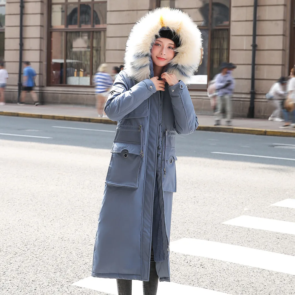 Парки из искусственного меха женские пуховики плюс размер женские s парки утепленная верхняя одежда с капюшоном зимнее пальто Женская куртка с хлопковой подкладкой# G30