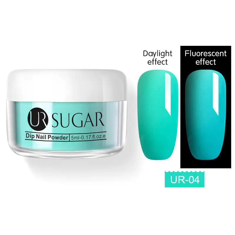 Ur sugar 5 мл флуоресцентный Dip порошок для ногтей голографический градиентный окунутый хром без лампы для лечения порошка для ногтей украшение для дизайна ногтей - Цвет: Темно-серый