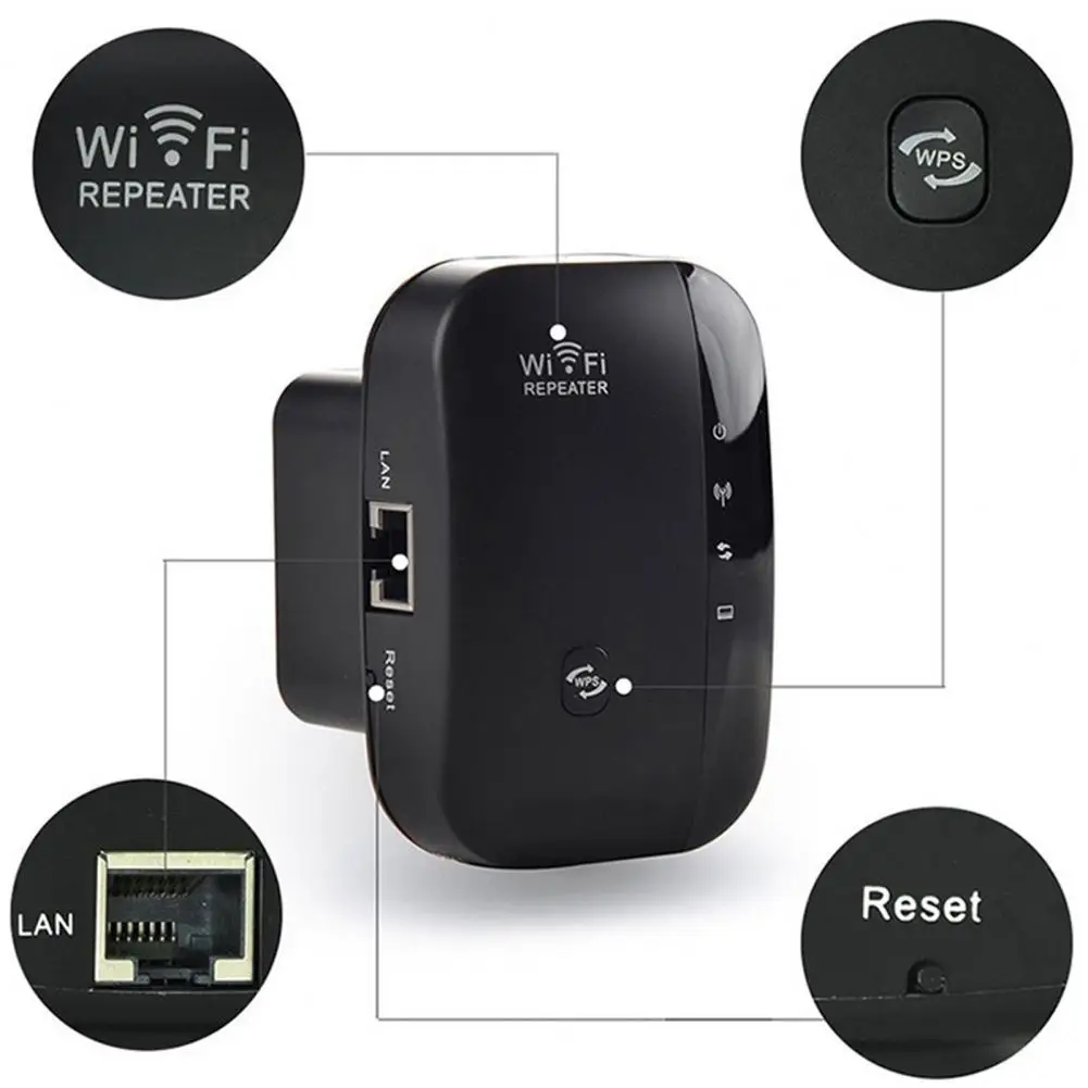 WiFi Repeater 300Mbps 802.11 ABS AP Router Extender Signal Booster for Home