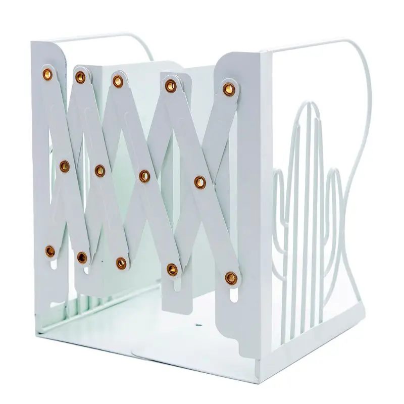 

Cactus Metal Retractable Bookends Support Stand Holder Shelf Bookrack Organizer
