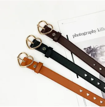 

Women's Belt Women's Belt Buckle Fashion Lady Retro Heart Buckle Casual Belt Pants Accessories