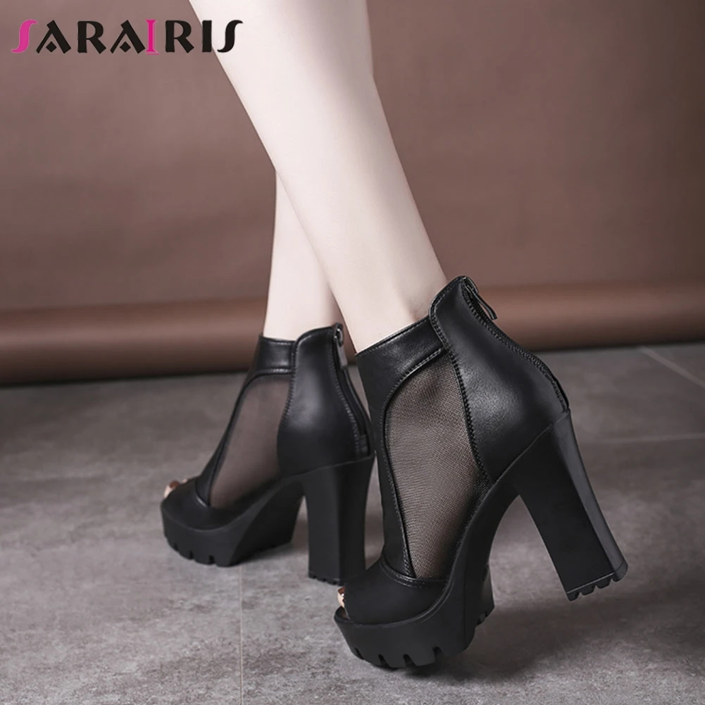 

SARAIRIS Brand New Female Fashion Peep Toe Hollow Sandals Party Ol Sexy Platform Sandals Women Thick High Heels Shoes Woman
