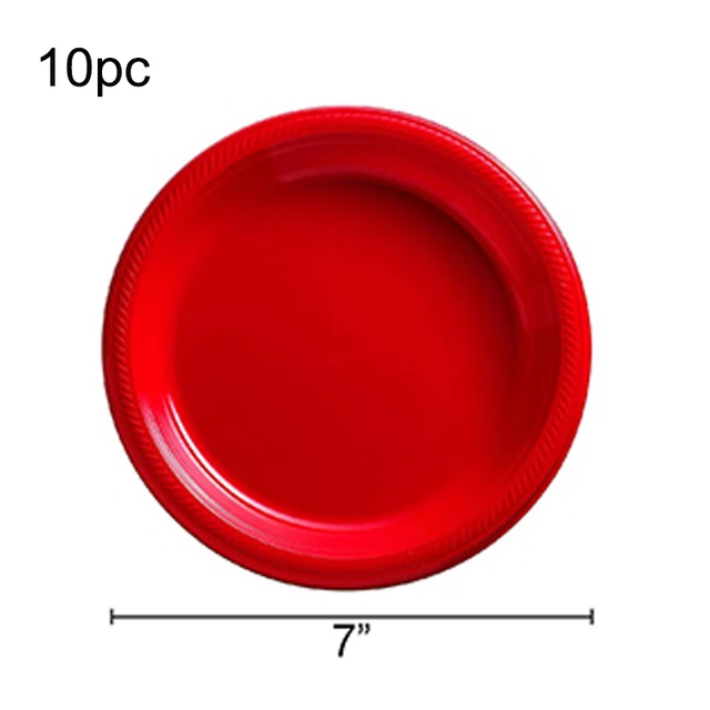 Pure Red Disposable Party Tableware Cup Plate Adult Birthday Party Decor Kids Wedding Adult Supplies Christmas Party Supplies Plate 7in-10pcs