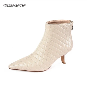 

Fashion Little Fragrant Boots 2020 New Autumn and Winter Pointed High Heel Stiletto Boots Women Spring and Autumn Rhombus Boots