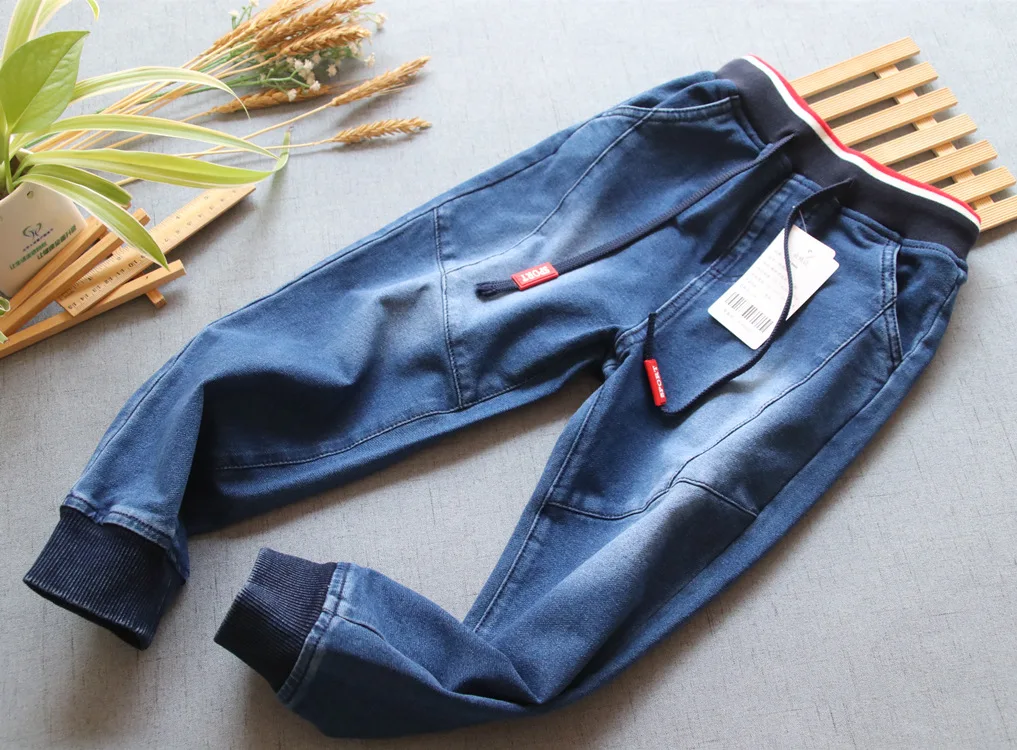 Однотонные трикотажные джинсы в Корейском стиле для мальчиков-подростков; коллекция года; сезон осень; стиль; детская одежда; K9729