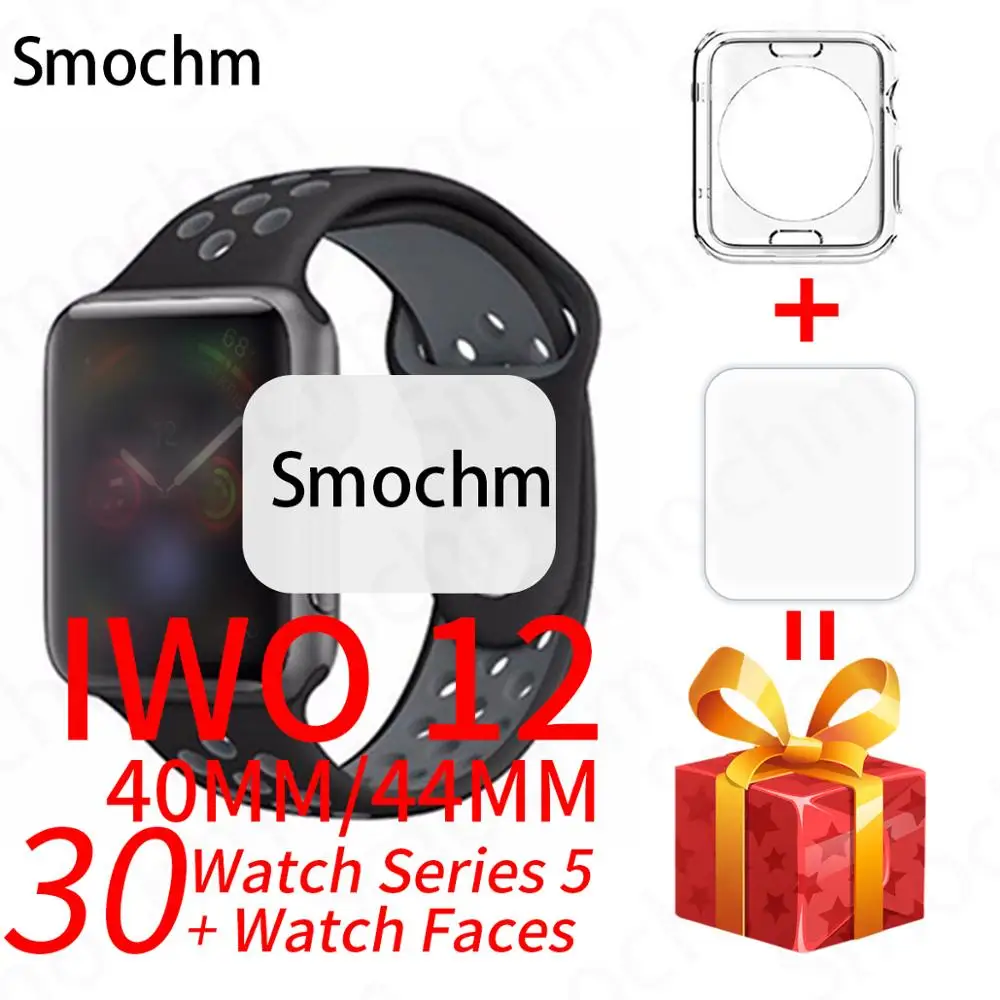 Smochm Carnaval 30 face IWO 12 Bluetooth Smart Watch Series 5 44mm 40mm1:1 IWO 8 IWO 9 Sport Smartwatch For Apple iPhone Android