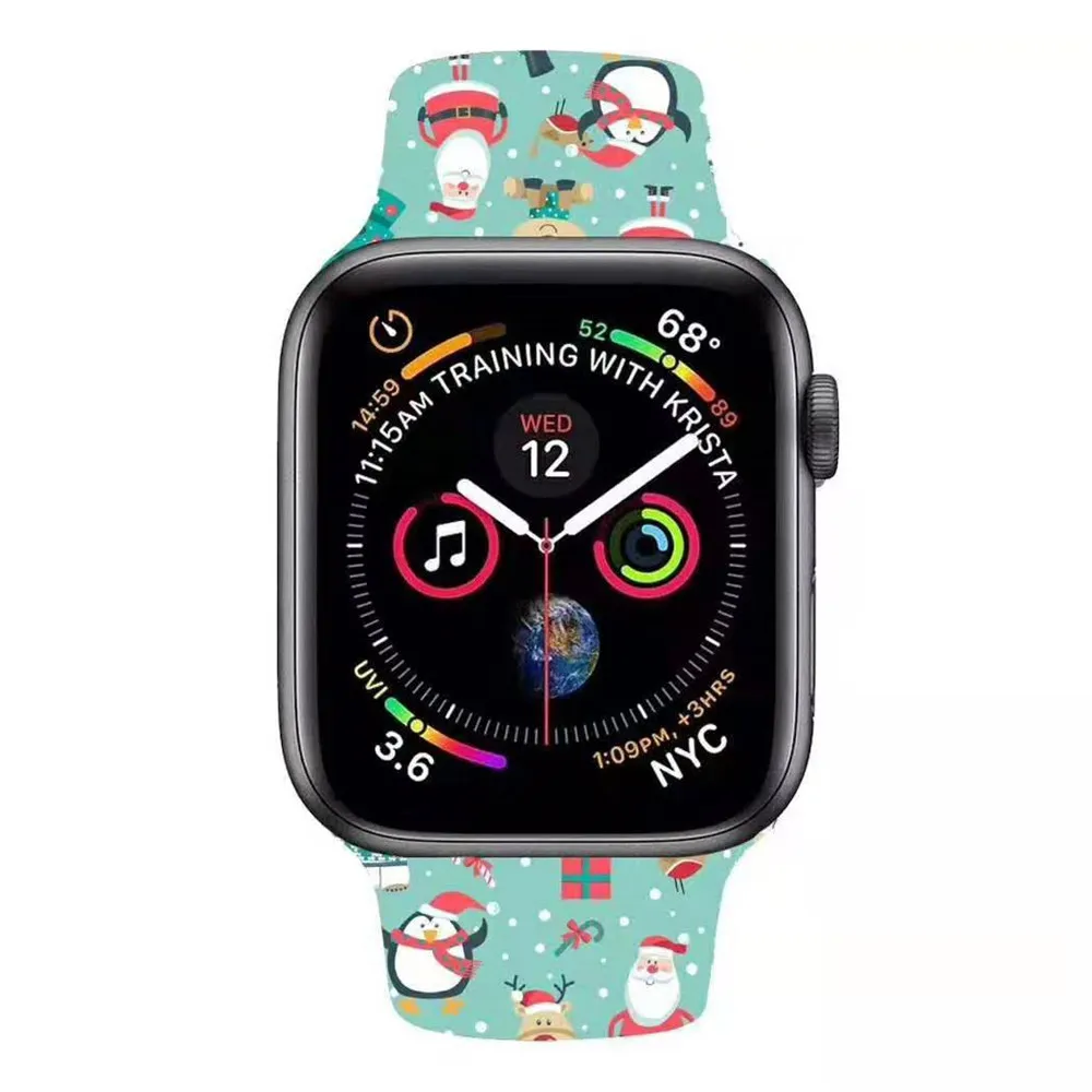 Силиконовый ремешок для часов Apple Watch 5 4 40 мм 44 мм 38 мм 42 мм Рождественский подарок ремешок для iwatch 1 2 3 4 5 браслет ремень