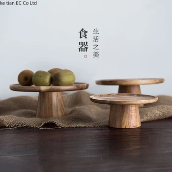 

Japanese-style household 6 inch / 8 inch solid wood fruit snack sushi high plate cake plate wooden tray home swing plate