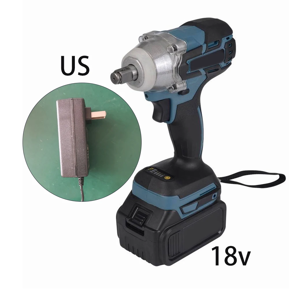 

18V 350Nm Lithium Ion Cordless 1/2 Inch Impact Wrench With Charger & Battery UK / US / EU / AU Plug