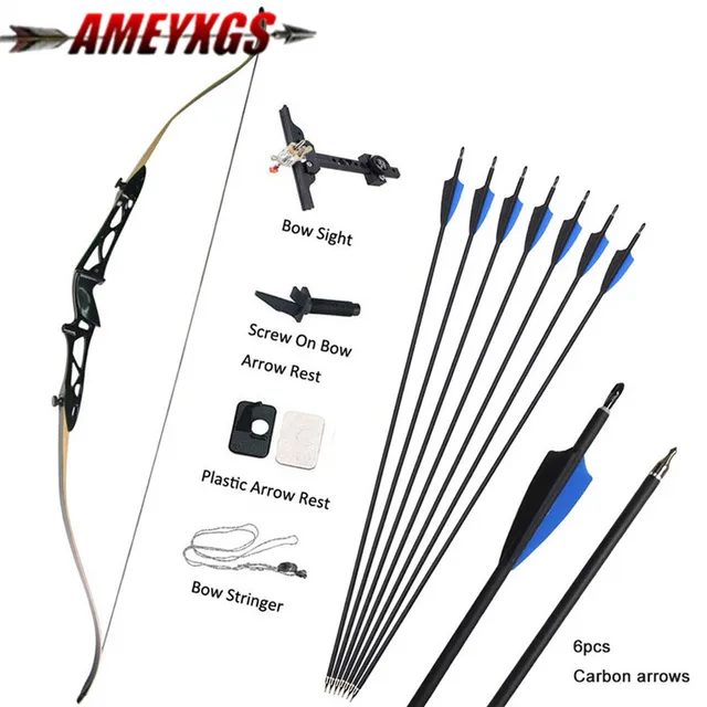 US $87.38 Archery Recurve Takedown 14lbs 40lbs Hunting Recurve Bows Carbon Arrows Shooting