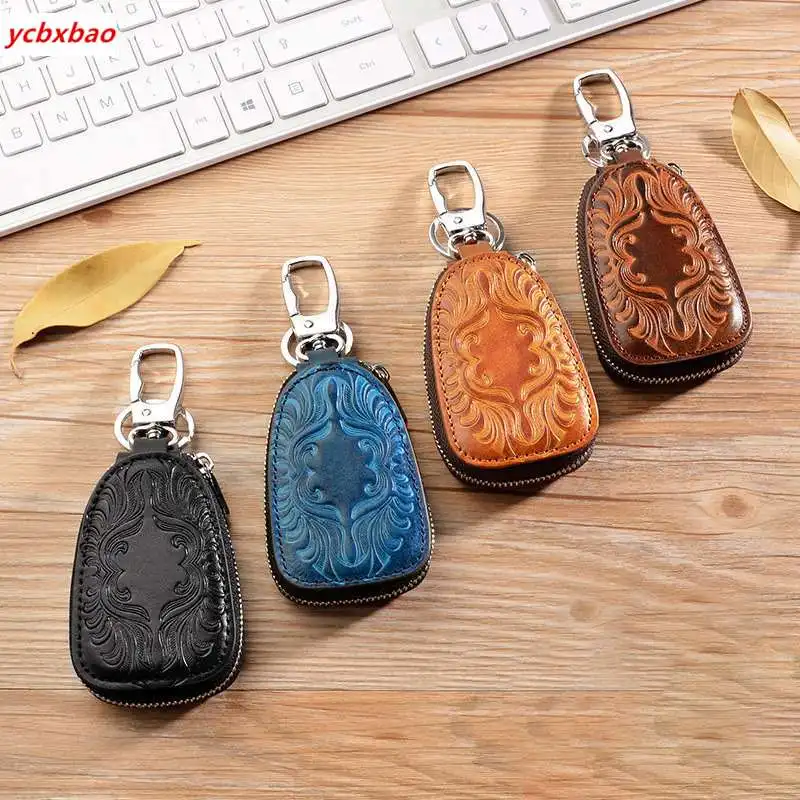 

Female Key Wallet Men Women Genuine Leather Car Key Holders Housekeeper For Men Retro Multifunctional Home Keychain Case