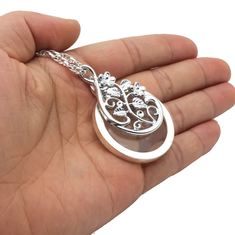 Necklace Magnifying Glass Fashion Pattern Pendant Rhinestones Reading Magnifie Classic Noble Elegant Pattern Women Sweater Chain