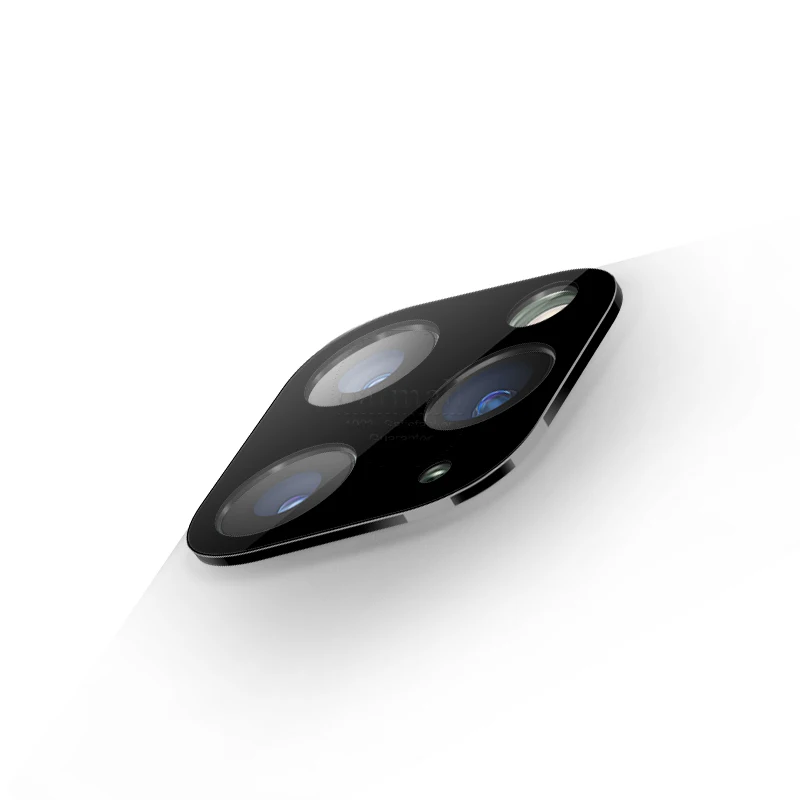 Чехол с металлическим кольцом, Защитное стекло для объектива для iPhone 11, крышка для камеры, Накладка для iPhone 11 Pro/Max, Защитная пленка для задней линзы - Цвет: Black