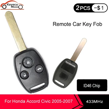 

KEYECU 10 pcs/lot New Keyless Entry Remote Car Key Fob 433Mhz ID46 3 Button for Honda Accord Civic 2005 2006 2007