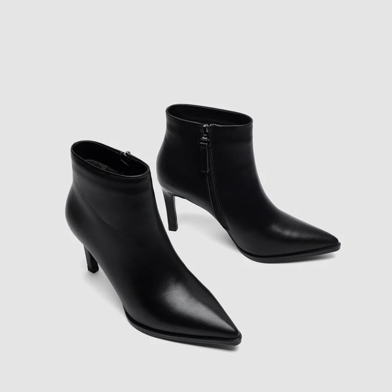 Botas mujer; ботильоны; женская обувь на высоком каблуке; обувь с острым носком из натуральной кожи в британском стиле; женские мотоботы; femme