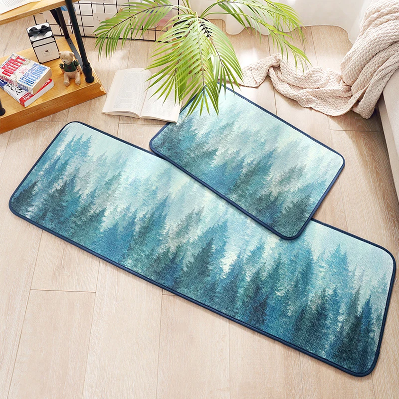 

Ice Snow Mat for Rectangle Sofa Skid Resistant Bathroom Floor Mat Neil Forest Pattern Living Room Bedroom Home Kitchen Decor