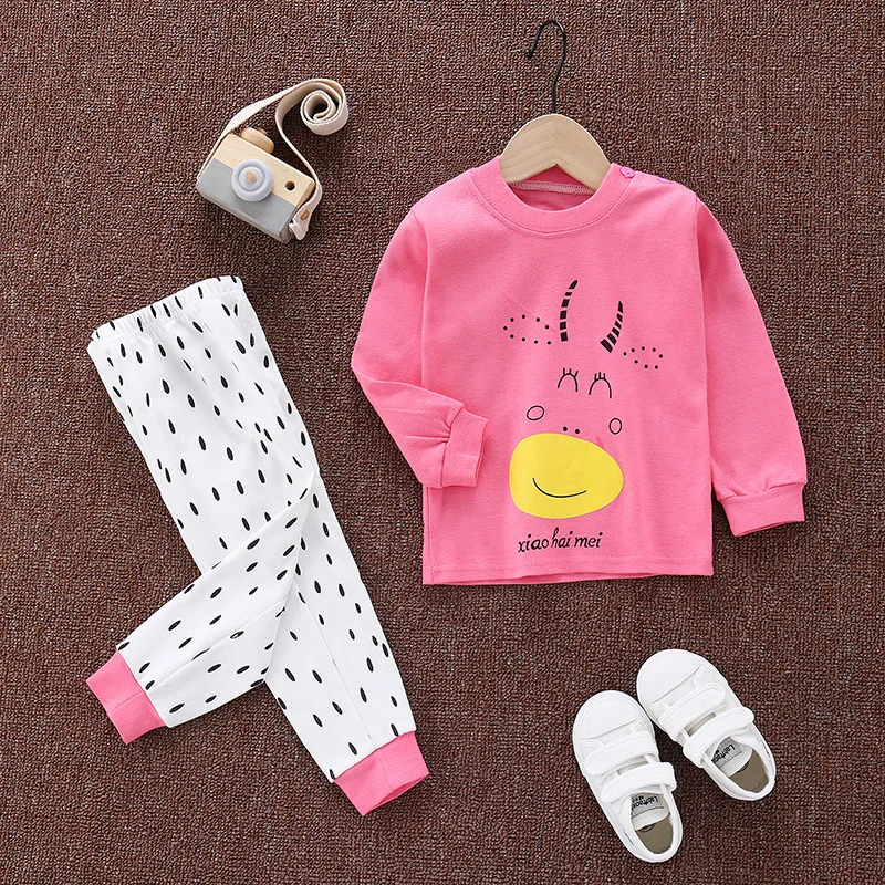 9 Комплекты одежды для детей пижамы для мальчиков и девочек Милая хлопковая одежда для дома набор детских нарядов на все сезоны - Цвет: 9