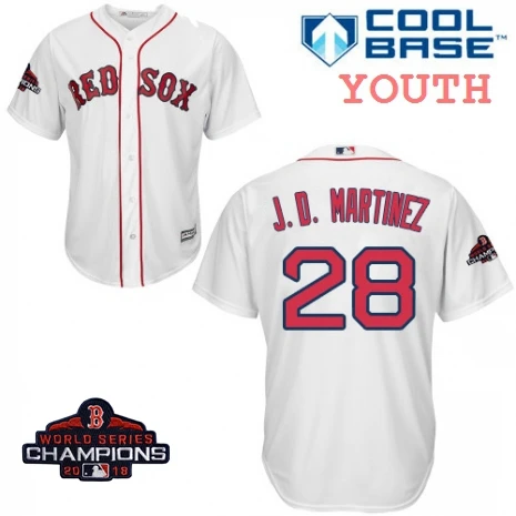 Молодежные Дети Boston J. D. Martinez Red Sox Scarlet команда чемпионов мира с логотипом игрока красные майки - Цвет: Youth