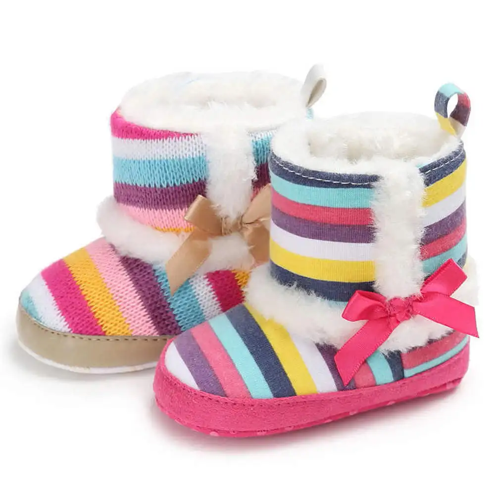Новинка; детская обувь для мальчиков и девочек; зимние ботинки в мелкую клетку с красным бантом; домашняя обувь для малышей; мягкая обувь для новорожденных