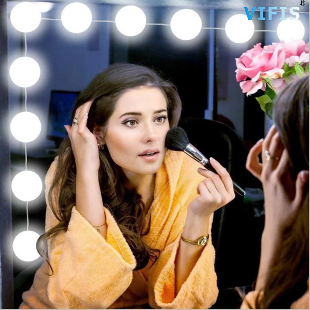 

5V LED Dimmable Makeup Mirror Light Bulb Hollywood Vanity Lights USB Stepless Wall Lamp2 6 10 14Bulbs Kit for Dressing Table 14W