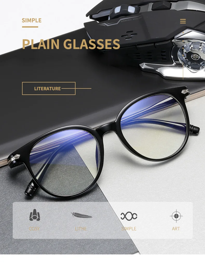Longkeader, Круглый, анти-синий светильник, прозрачные очки для женщин, очки с прозрачными линзами, оправа для женщин, оптические очки для мужчин, унисекс, подарок
