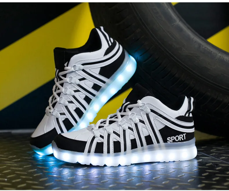 Мужские и женские светящиеся, Сияющие кроссовки для взрослых со светящимися подошвами, обувь для бега со светодиодными лампами
