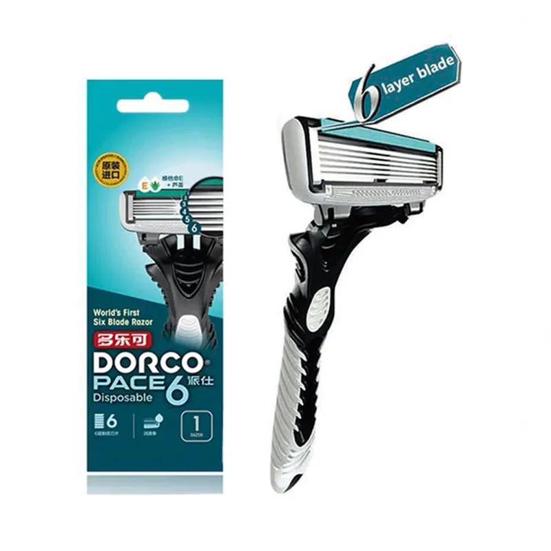 DORCO Pace 6 Layer Men's Razor Blade Shaving Cassettes Shaver Straight Beard Machine Safety Blades Trimmer for Men | Красота и