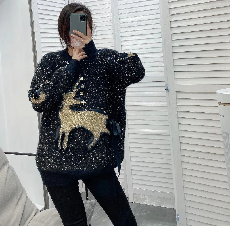 

118543 118544 118545 Autumn Winter New Women Fashion Classic Trendy Brand Luxury Designer Clothes Christmas Sweater Top