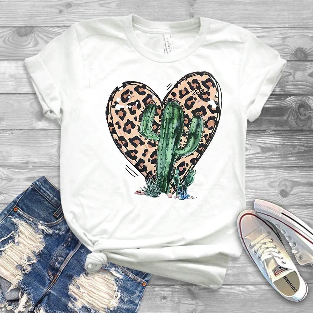 2020 Cactus Leopard Heart Shirt Cute 