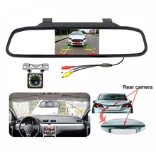 Monitor automotivo para espelho retrovisor, 4.3 polegadas, sistema de estacionamento, compatível com visão noturna, à prova d'água, ccd, câmera de ré, pal/ntsc