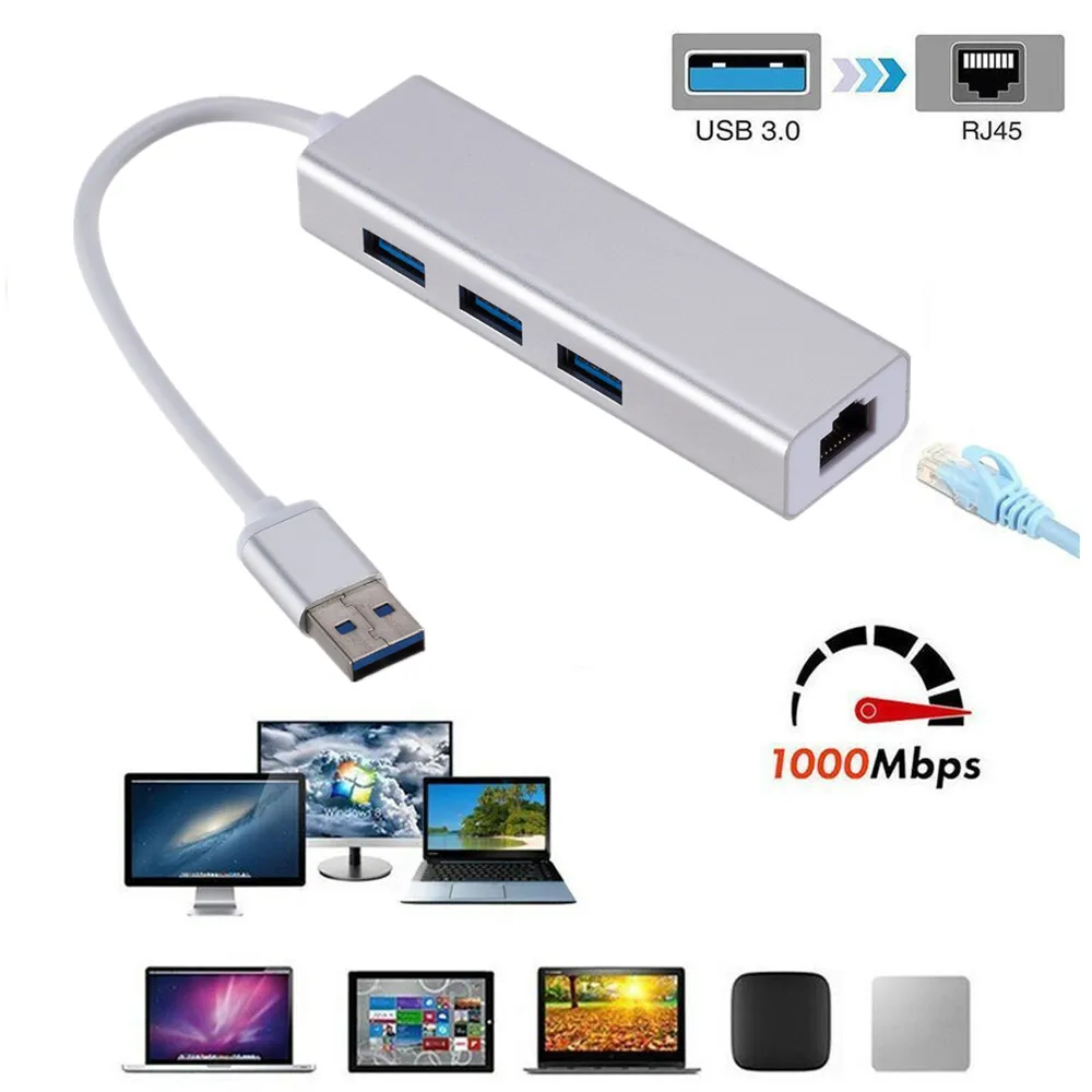 USB Ethernet USB 3,0 2,0 до RJ45 концентратор 10/100/1000M Ethernet-адаптер Сетевая карта USB локальной сети для Macbook Windows