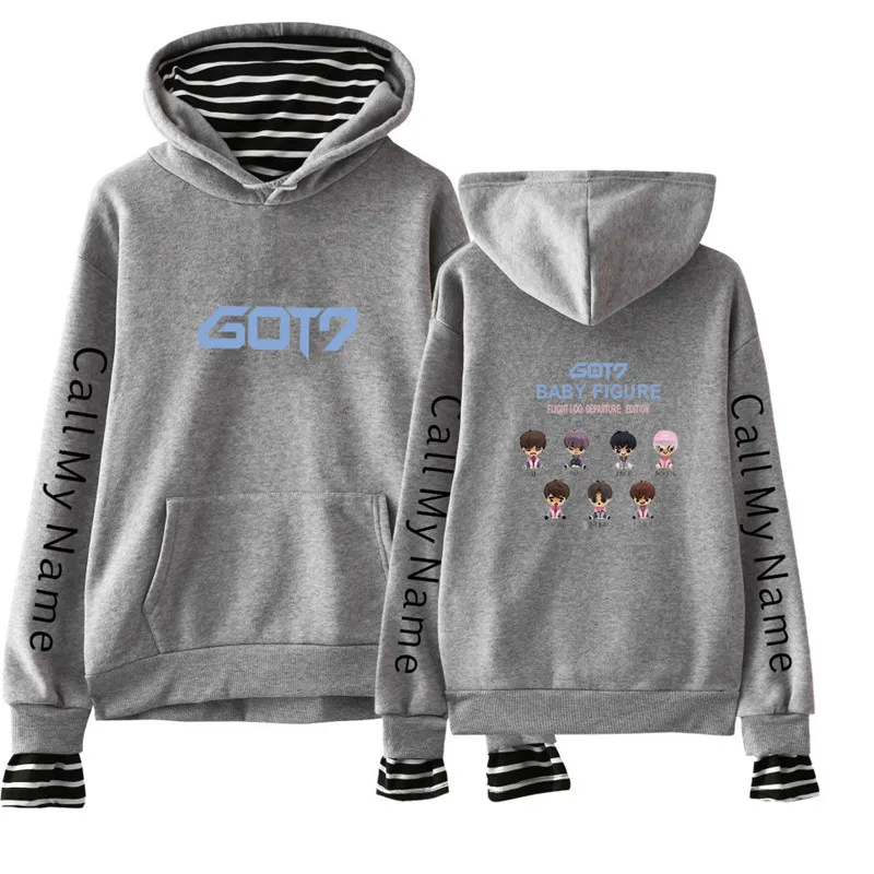GOT7 поддельные из двух частей толстовки Толстовка kawaii уличная Женская/Мужская мода корейский стиль толстовки Толстовка