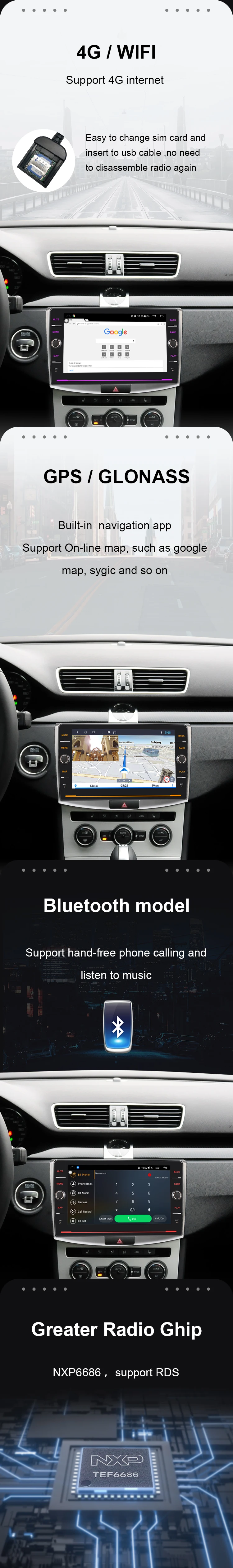 Best EBILAEN Car Radio Multimedia Player For VW Volkswagen Passat B7 B6 CC  Navigation 2Din Android 8.1 Autoradio Tape Recorder GPS 6