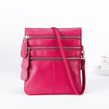 

2019 New Cowhide Leather MINI Messenger Bag Large Capacity Mobile Phone Bag Leather Shoulder Bag Fashion zero wallet Sac A Main