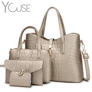 

Alligator 4 Sets Print Composite Bag 2021 PU Leather Large Capacity Women Handbags And Purses Fashion Shoulder Messenger Bags