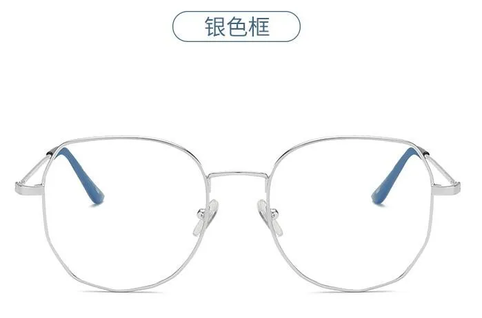 4 New metal irregular light anti-Blu-ray flat computer glasses unisex polygon glasses frame art leisure wild blue light glasses - Цвет оправы: 4