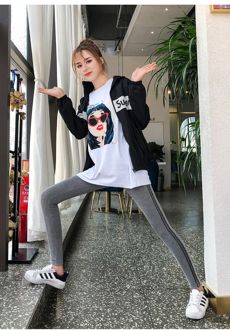 ONLyounFashion/облегающие Женские Леггинсы для бега, горизонтальные полосатые брюки стрейч большого размера, брюки-карандаш облегающие штаны