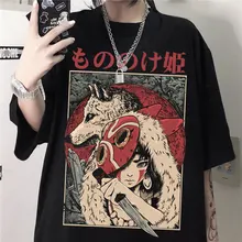 

New Harajuku T-shirt Ghibli Totoro Miyazaki Graphic Printed Anime Oversized T Shirt Ghost Unisex Short Sleeve T-shirts Top Y2k